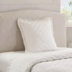 Armoire Collection Coquette Quilted Euro Sham ~ White ~ 26"X26"